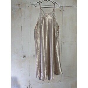 Vtg slip dress satin petal pink coquette babydoll chemise lingerie y2k 90s small